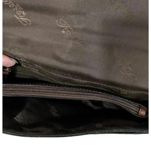 Vintage Fossil Brown Genuine Leather Flap Shoulder Bag Y2K 90s Key Charm - Picture 8 of 8